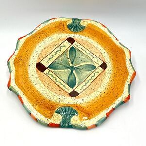 California Pantry Handpainted Speckled Ceramic‎ Scalloped Seashell Trivet